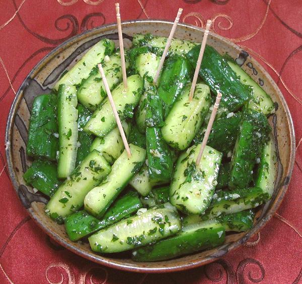 Bowl of Marinaded Cucumbers