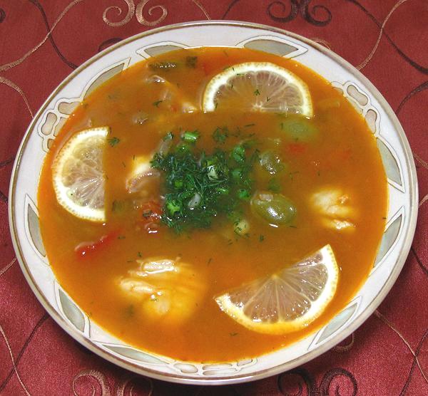 Bowl of Fish Solyanka Soup