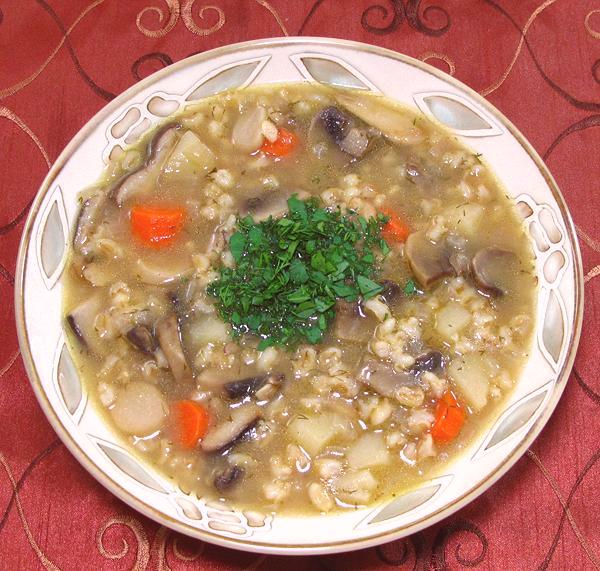 Bowl of Mushroom Barley Soup