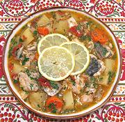 Bowl of Gray Mullet with Vegetables