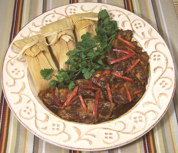 Dish of Mole Poblano de Guajolote