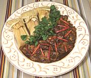 Dish of Mole Poblano de Guajolote