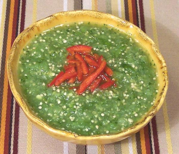 Small Bowl of Uncooked Tomatillo Sauce