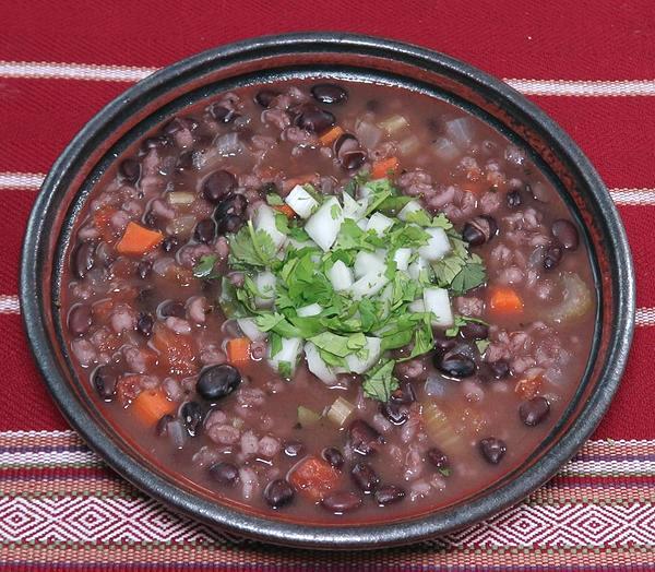 Bowl of Black Bean and Barley Soup