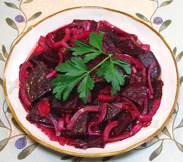 Dish of Beet & Onion Salad