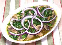 Serving dish of Mushrooms a la Grecque