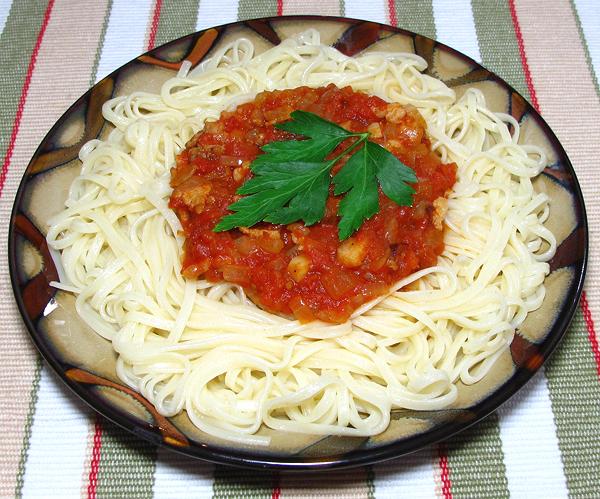 Dish of Pasta with Bacon Sauce