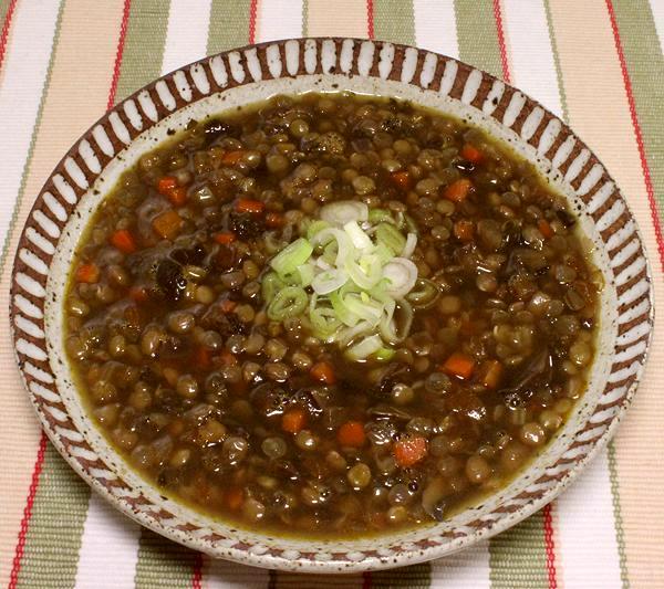 Bowl of Lentil & Mushroom Soup